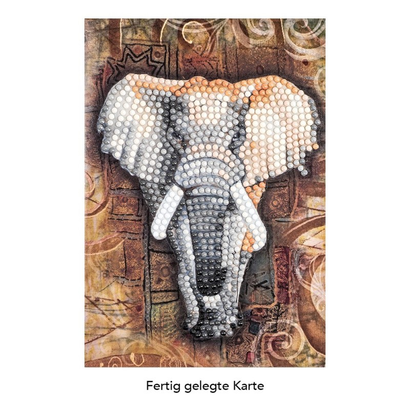 Diamond painting, kartka okolicznościowa, Słoń 11,5 x 16,5 cm