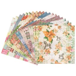 Zestaw papierów, zimowe kwiaty, 20 kartek, 25x25 cm