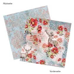 Zestaw papierów, zimowe kwiaty, 20 kartek, 25x25 cm