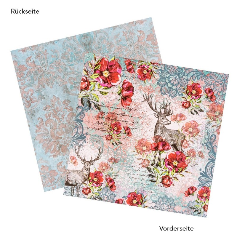 Zestaw papierów, zimowe kwiaty, 20 kartek, 25x25 cm