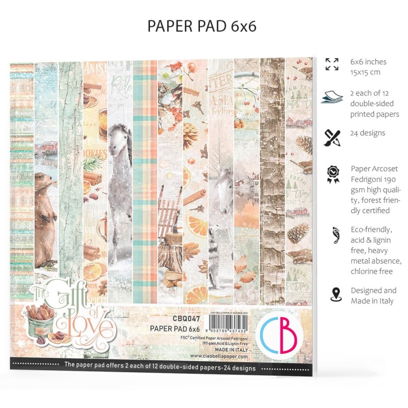 The Gift of Love, zestaw 24 kartek, rozm. 15x15cm