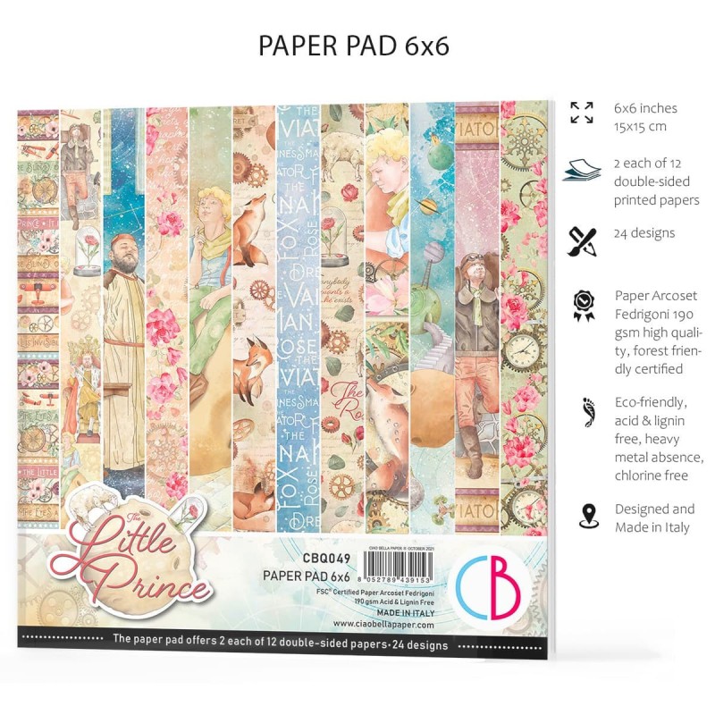 The Little Prince, zestaw 24 kartki, rozm. 15x15 cm