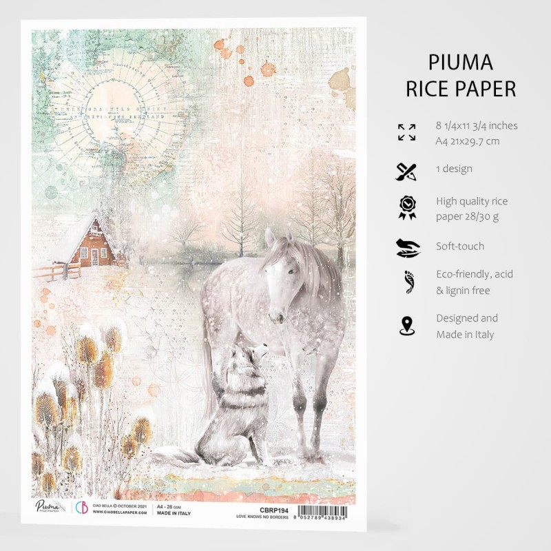 Papier ryżowy Piuma, rozm . A4, Love knows