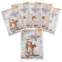 Papier ryżowy Piuma, rozm. A4, Winter Friends