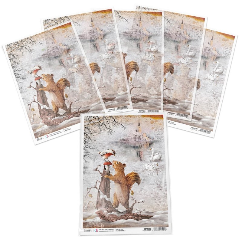 Papier ryżowy Piuma, rozm. A4, Winter Friends