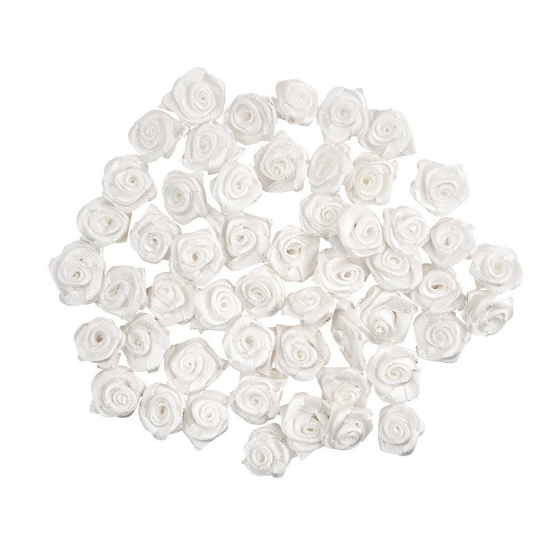 Róże satynowe, Ø 1,5cm, białe, 50 szt