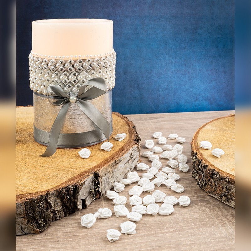 Róże satynowe, Ø 1,5cm, białe, 50 szt