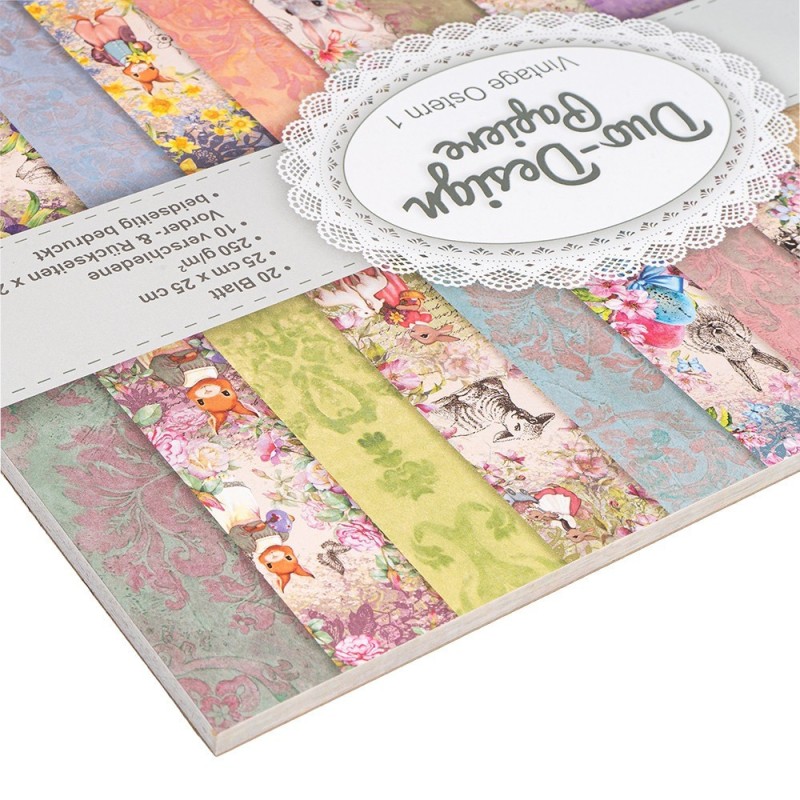 Zestaw papierów, Wielkanoc Vintage, 20kartek, 25x25cm