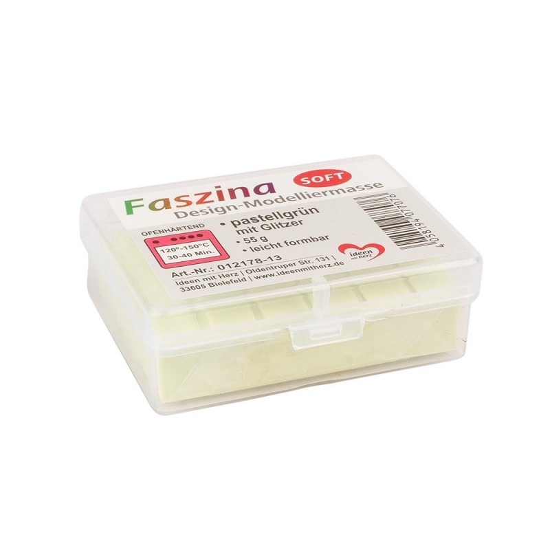 Modelina termoutwardzalna, Faszina Soft 55g, brokat, pastelowa zieleń