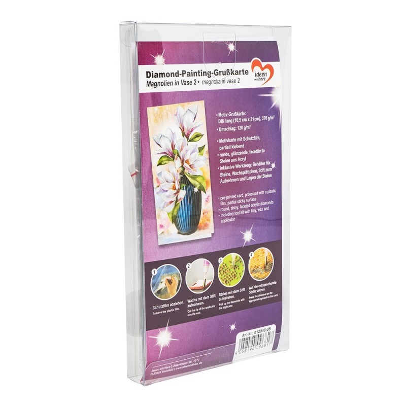 Diamond painting, kartka z magnoliami, rozm. 10,5x21cm