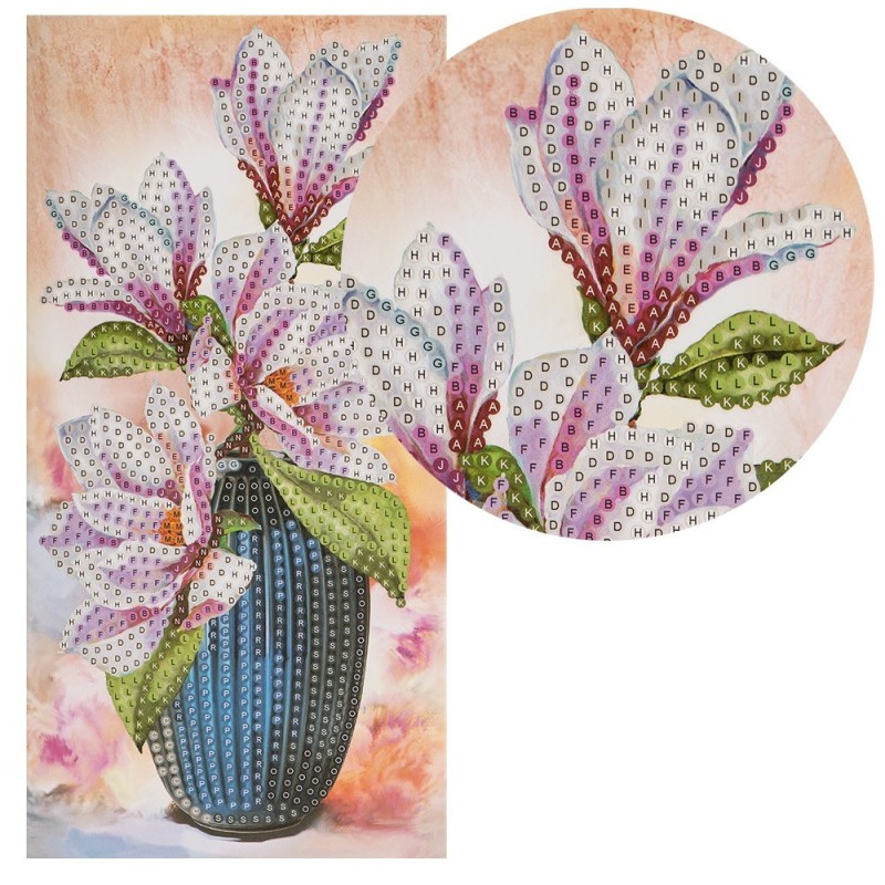 Diamond painting, kartka z magnoliami, rozm. 10,5x21cm