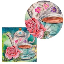 Diamond painting, kartka czas na herbatkę rozm. 16x16cm