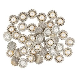 Kamienie dekoracyjne, Kwiat z perłą i cyrkoniami, 40 szt.