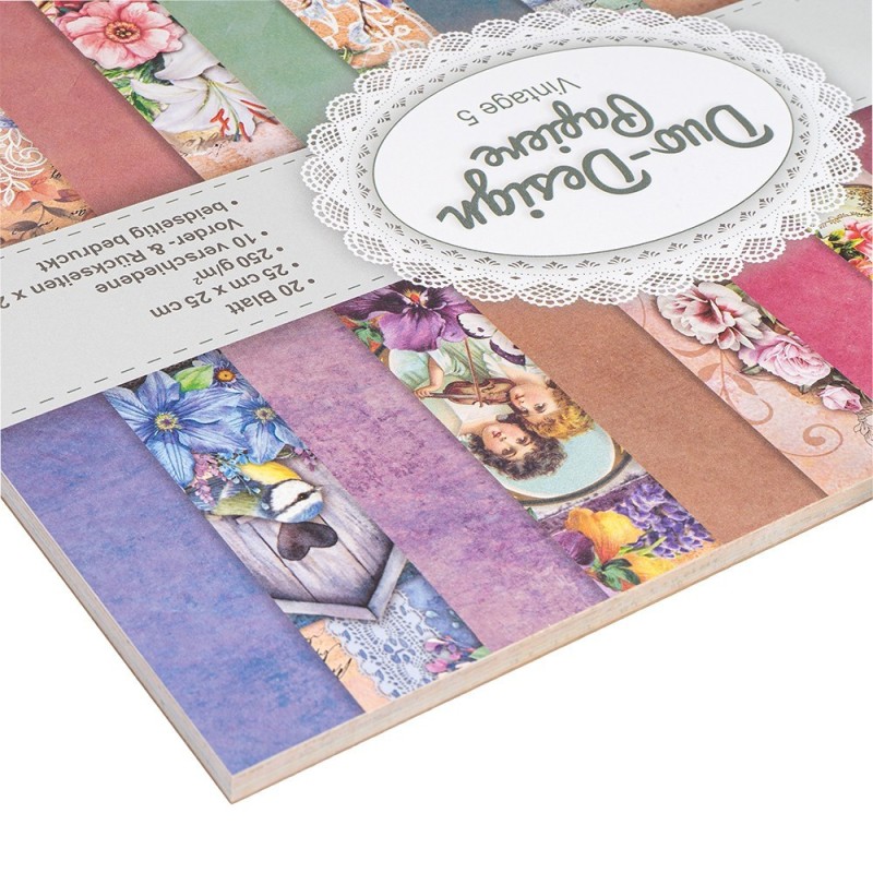 Zestaw papierów, Vintage 5, rozm. 25x25cm, 20 kartek