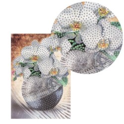 Diamond painting, kartka okolicznościowa, Orchidea, 11,5x16,5 cm