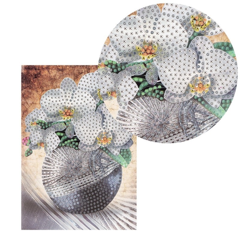 Diamond painting, kartka okolicznościowa, Orchidea, 11,5x16,5 cm