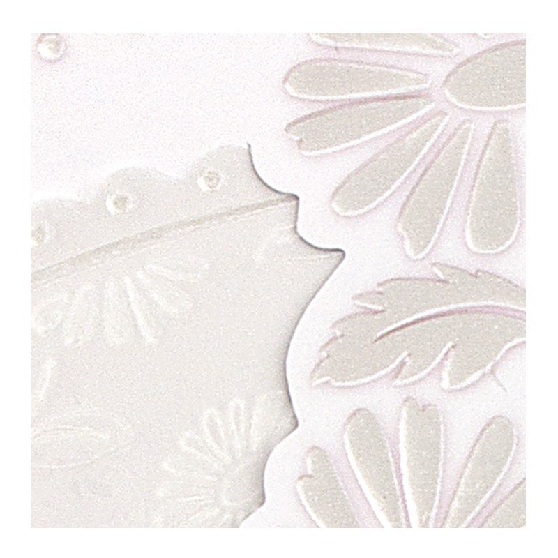 Ekskluzywne bazy do kartek tłoczone – ornament kwiatowy, białe, błyszczące 10 szt