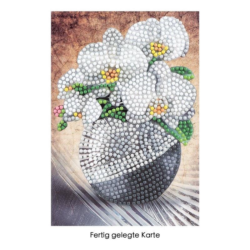 Diamond painting, kartka okolicznościowa, Orchidea, 11,5x16,5 cm
